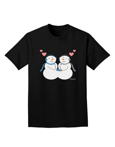 Cute Snowman Couple Adult Dark T-Shirt by TooLoud-Mens T-Shirt-TooLoud-Black-Small-Davson Sales