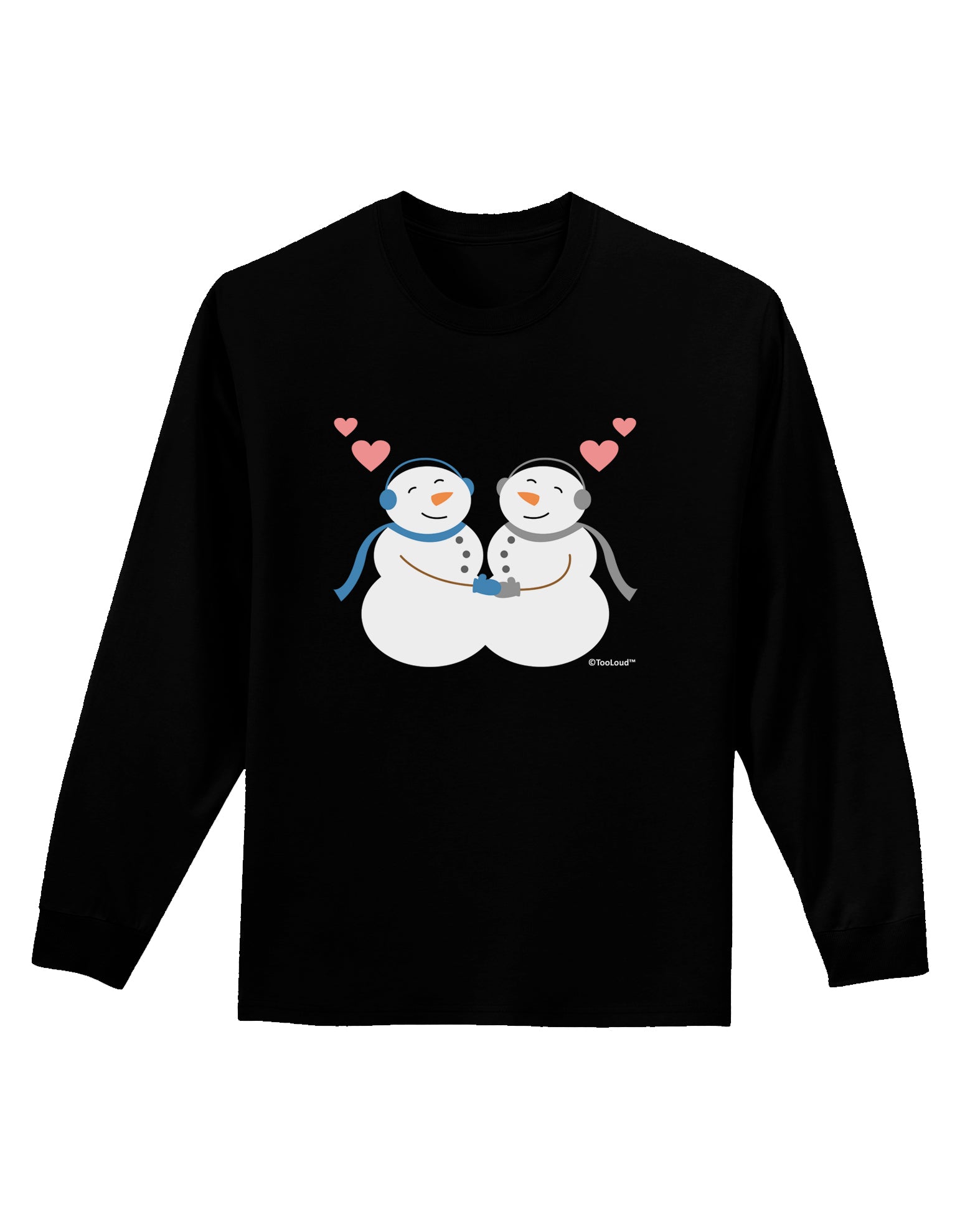 Cute Snowman Couple Adult Long Sleeve Dark T-Shirt by TooLoud-TooLoud-Black-Small-Davson Sales