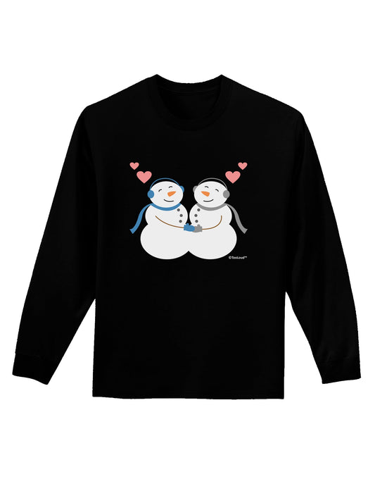 Cute Snowman Couple Adult Long Sleeve Dark T-Shirt by TooLoud-TooLoud-Black-Small-Davson Sales