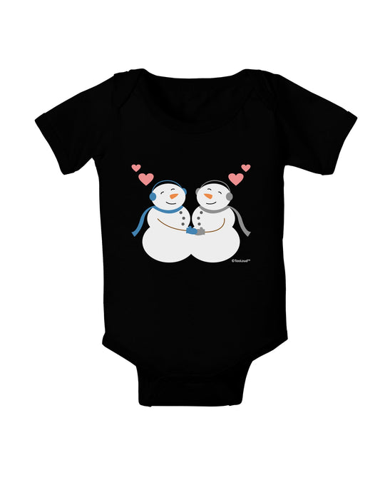 Cute Snowman Couple Baby Romper Bodysuit Dark by TooLoud-Baby Romper-TooLoud-Black-06-Months-Davson Sales