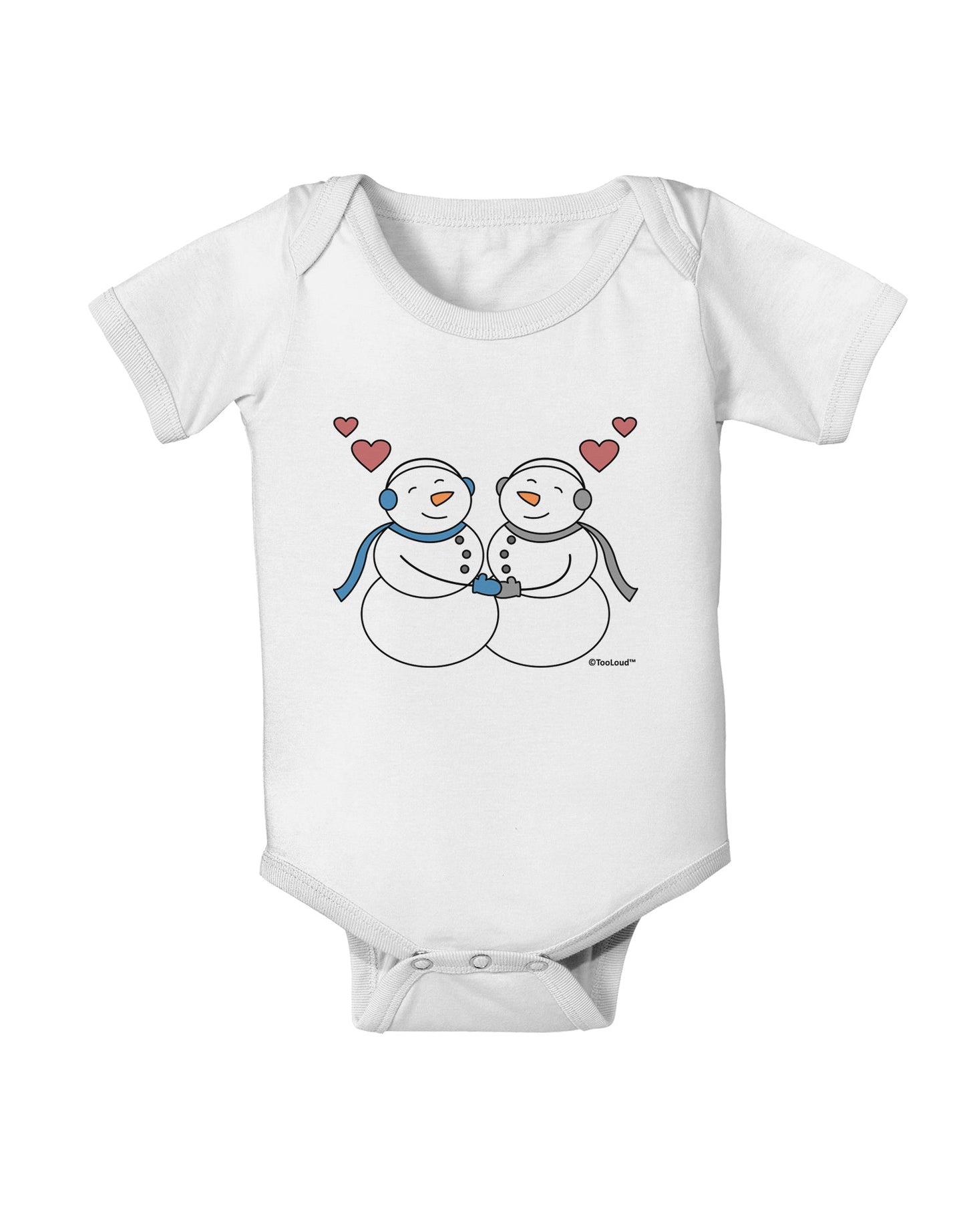 Cute Snowman Couple Baby Romper Bodysuit by TooLoud-Baby Romper-TooLoud-White-06-Months-Davson Sales