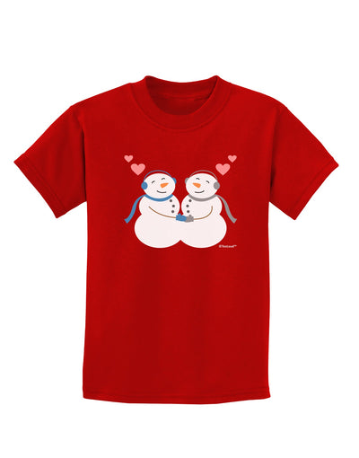 Cute Snowman Couple Childrens Dark T-Shirt by TooLoud-Childrens T-Shirt-TooLoud-Red-X-Small-Davson Sales