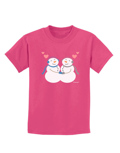 Cute Snowman Couple Childrens Dark T-Shirt by TooLoud-Childrens T-Shirt-TooLoud-Sangria-X-Small-Davson Sales