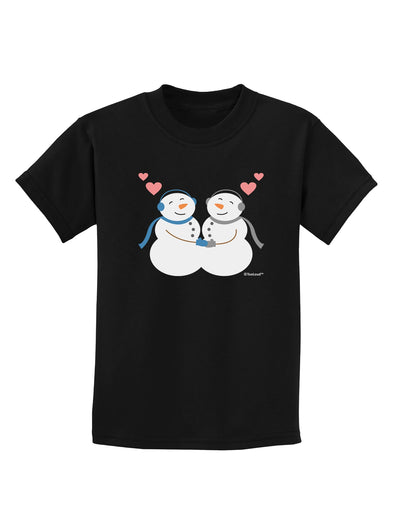 Cute Snowman Couple Childrens Dark T-Shirt by TooLoud-Childrens T-Shirt-TooLoud-Black-X-Small-Davson Sales