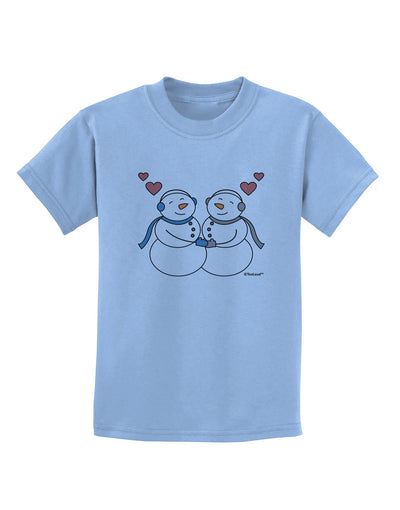 Cute Snowman Couple Childrens T-Shirt by TooLoud-Childrens T-Shirt-TooLoud-Light-Blue-X-Small-Davson Sales