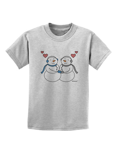 Cute Snowman Couple Childrens T-Shirt by TooLoud-Childrens T-Shirt-TooLoud-AshGray-X-Small-Davson Sales