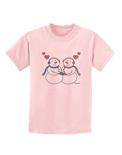 Cute Snowman Couple Childrens T-Shirt by TooLoud-Childrens T-Shirt-TooLoud-PalePink-X-Small-Davson Sales