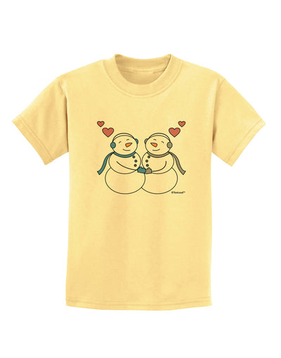 Cute Snowman Couple Childrens T-Shirt by TooLoud-Childrens T-Shirt-TooLoud-Daffodil-Yellow-X-Small-Davson Sales