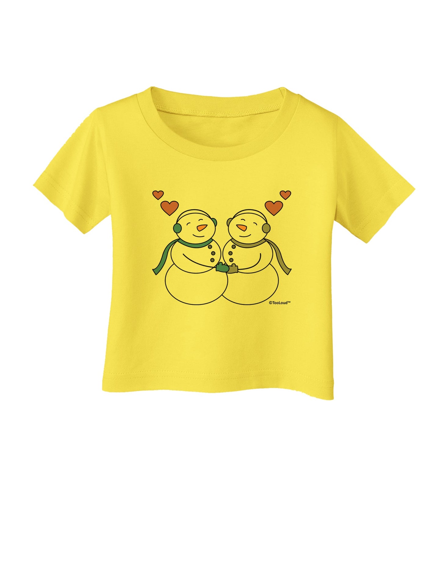 Cute Snowman Couple Infant T-Shirt by TooLoud-Infant T-Shirt-TooLoud-Yellow-06-Months-Davson Sales