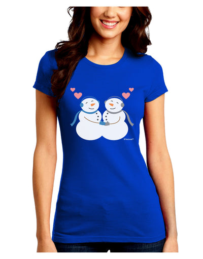 Cute Snowman Couple Juniors Crew Dark T-Shirt by TooLoud-T-Shirts Juniors Tops-TooLoud-Royal-Blue-Juniors Fitted Small-Davson Sales