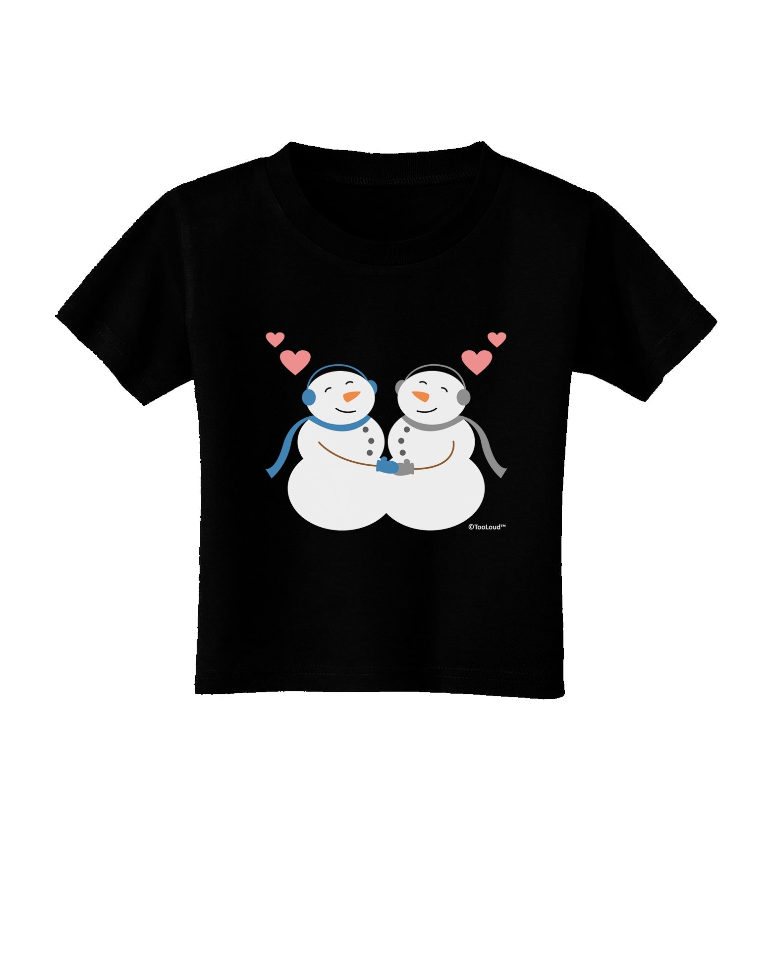 Cute Snowman Couple Toddler T-Shirt Dark by TooLoud-Toddler T-Shirt-TooLoud-Black-2T-Davson Sales