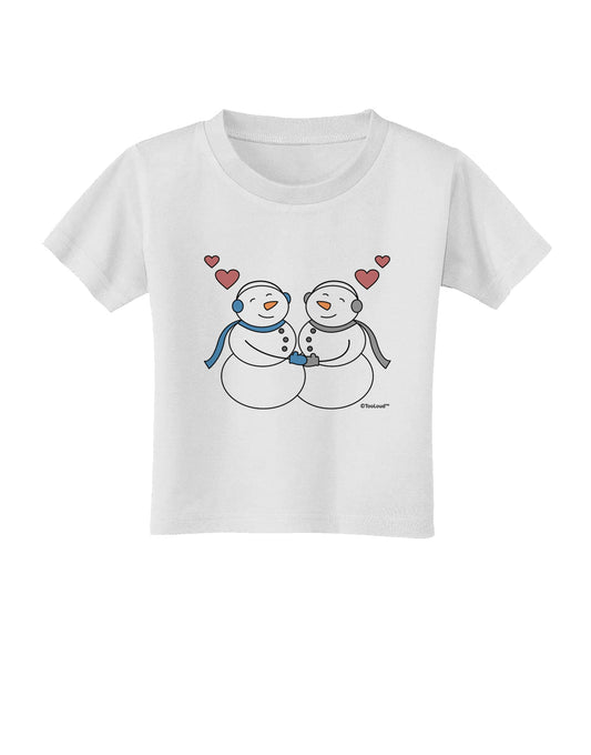 Cute Snowman Couple Toddler T-Shirt by TooLoud-Toddler T-Shirt-TooLoud-White-2T-Davson Sales