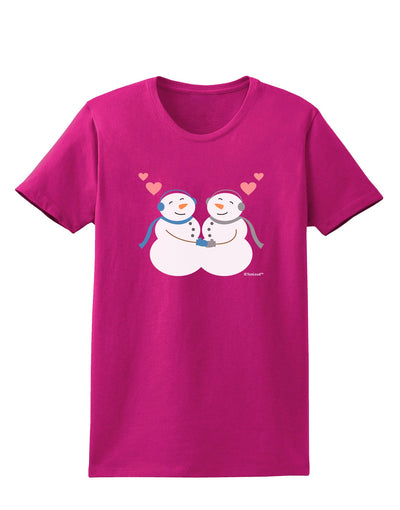 Cute Snowman Couple Womens Dark T-Shirt by TooLoud-Womens T-Shirt-TooLoud-Hot-Pink-Small-Davson Sales