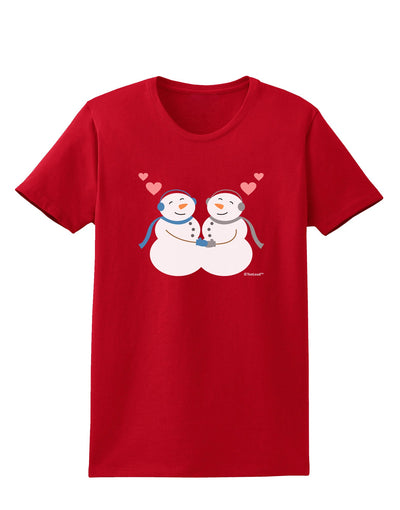 Cute Snowman Couple Womens Dark T-Shirt by TooLoud-Womens T-Shirt-TooLoud-Red-X-Small-Davson Sales