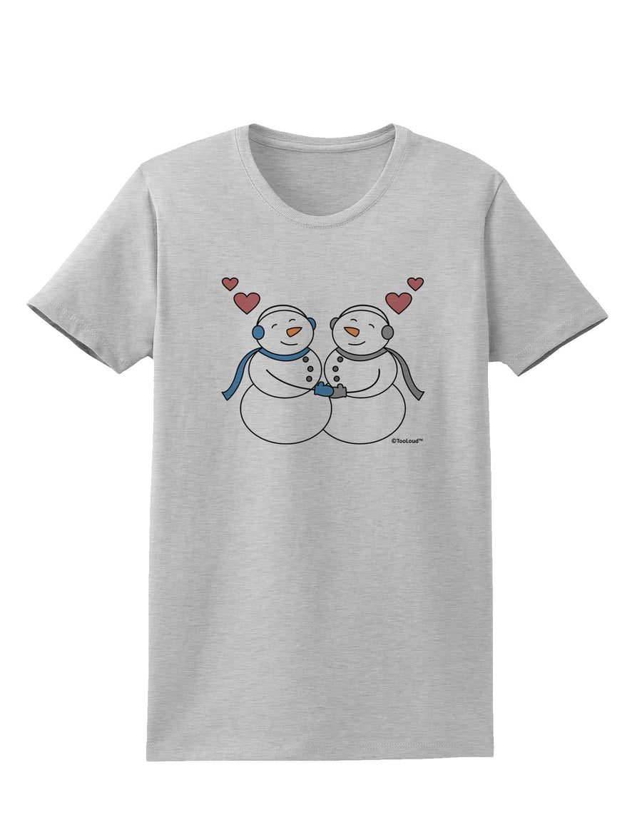 Cute Snowman Couple Womens T-Shirt by TooLoud-Womens T-Shirt-TooLoud-White-X-Small-Davson Sales