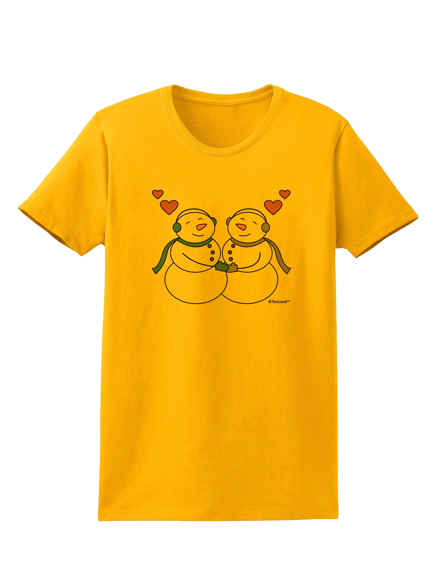 Cute Snowman Couple Womens T-Shirt by TooLoud-Womens T-Shirt-TooLoud-Gold-X-Small-Davson Sales