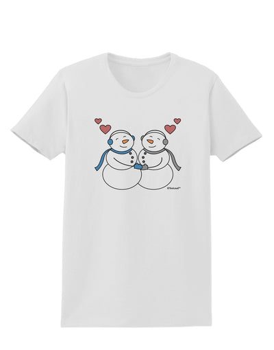 Cute Snowman Couple Womens T-Shirt by TooLoud-Womens T-Shirt-TooLoud-White-X-Small-Davson Sales