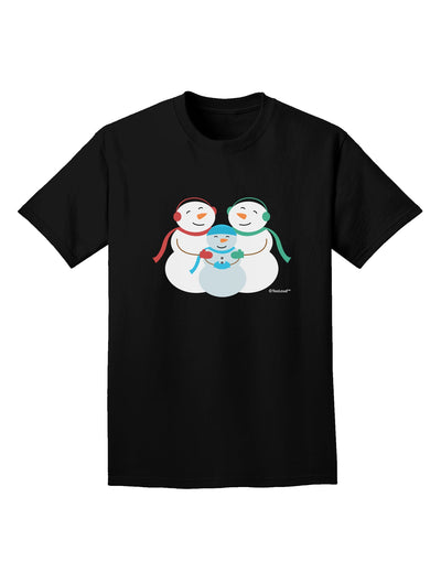 Cute Snowman Family with Boy Adult Dark T-Shirt by TooLoud-Mens T-Shirt-TooLoud-Black-Small-Davson Sales