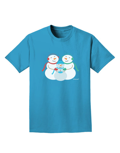 Cute Snowman Family with Boy Adult Dark T-Shirt by TooLoud-Mens T-Shirt-TooLoud-Turquoise-Small-Davson Sales