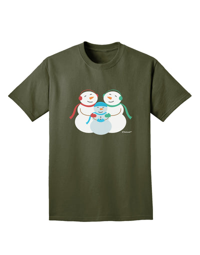 Cute Snowman Family with Boy Adult Dark T-Shirt by TooLoud-Mens T-Shirt-TooLoud-Military-Green-Small-Davson Sales