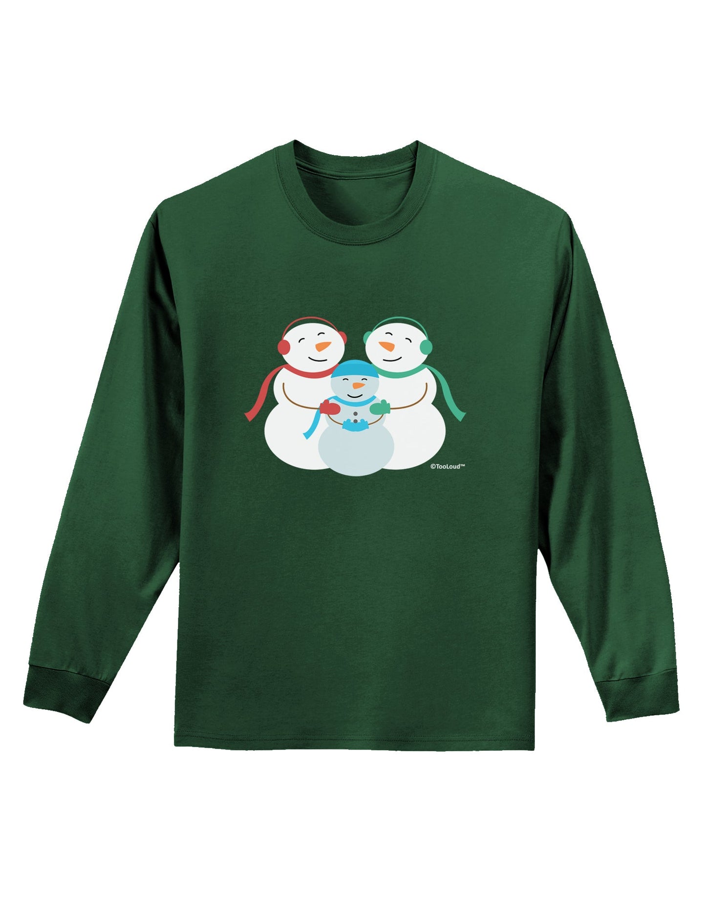 Cute Snowman Family with Boy Adult Long Sleeve Dark T-Shirt by TooLoud-TooLoud-Dark-Green-Small-Davson Sales