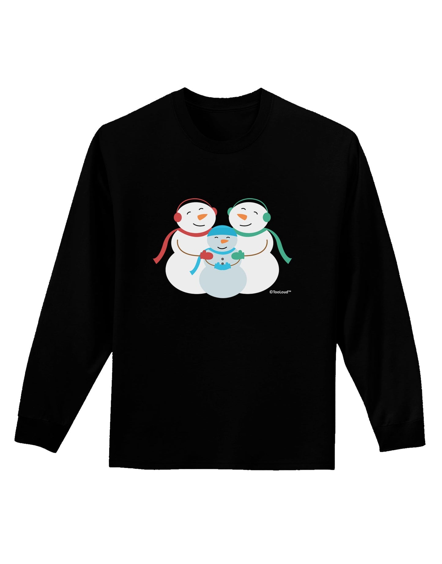 Cute Snowman Family with Boy Adult Long Sleeve Dark T-Shirt by TooLoud-TooLoud-Black-Small-Davson Sales