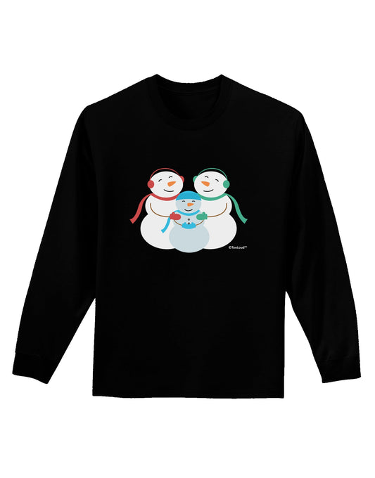 Cute Snowman Family with Boy Adult Long Sleeve Dark T-Shirt by TooLoud-TooLoud-Black-Small-Davson Sales