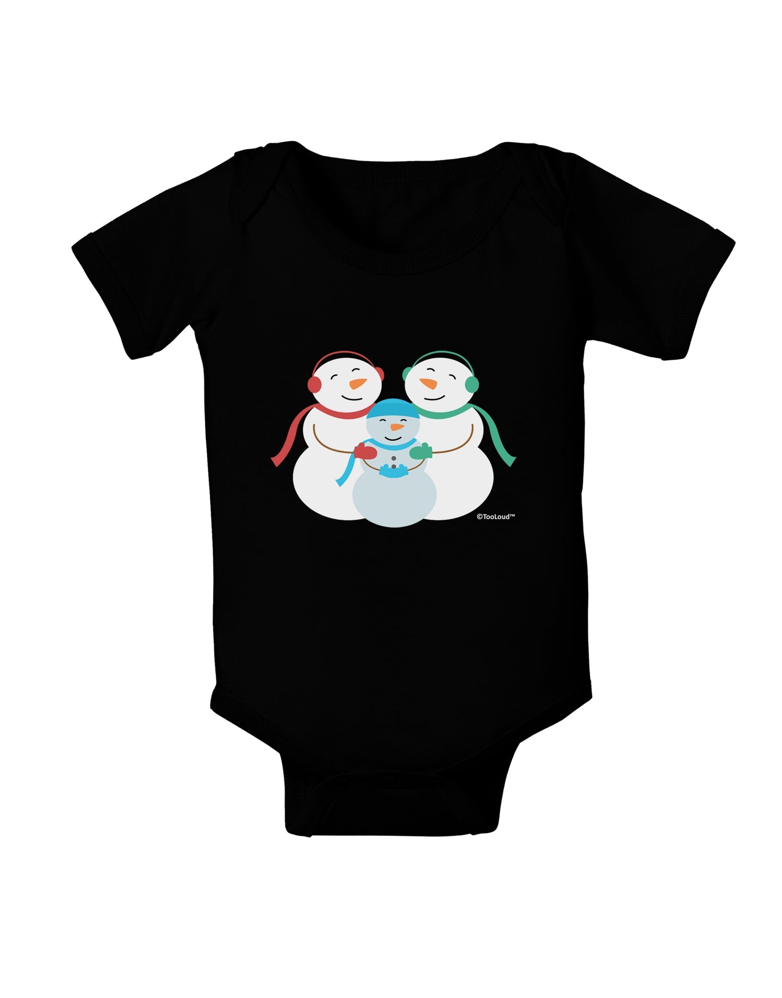 Cute Snowman Family with Boy Baby Romper Bodysuit Dark by TooLoud-Baby Romper-TooLoud-Black-06-Months-Davson Sales