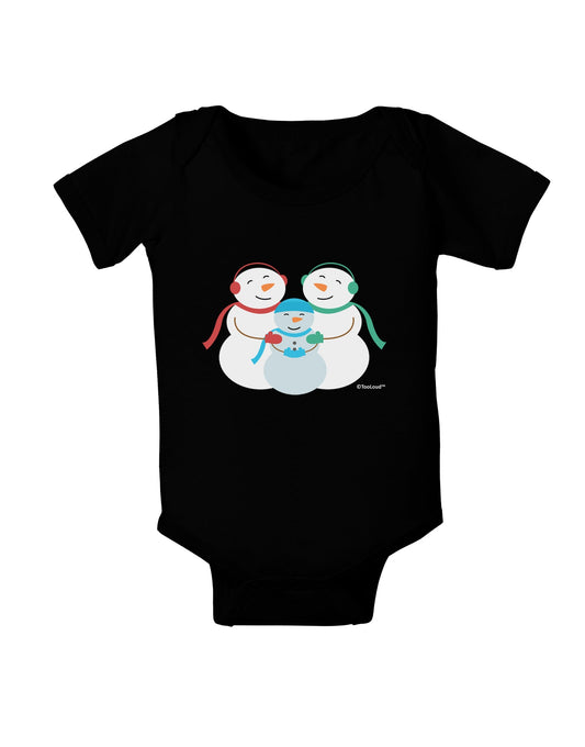 Cute Snowman Family with Boy Baby Romper Bodysuit Dark by TooLoud-Baby Romper-TooLoud-Black-06-Months-Davson Sales