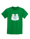 Cute Snowman Family with Boy Childrens Dark T-Shirt by TooLoud-Childrens T-Shirt-TooLoud-Kelly-Green-X-Small-Davson Sales