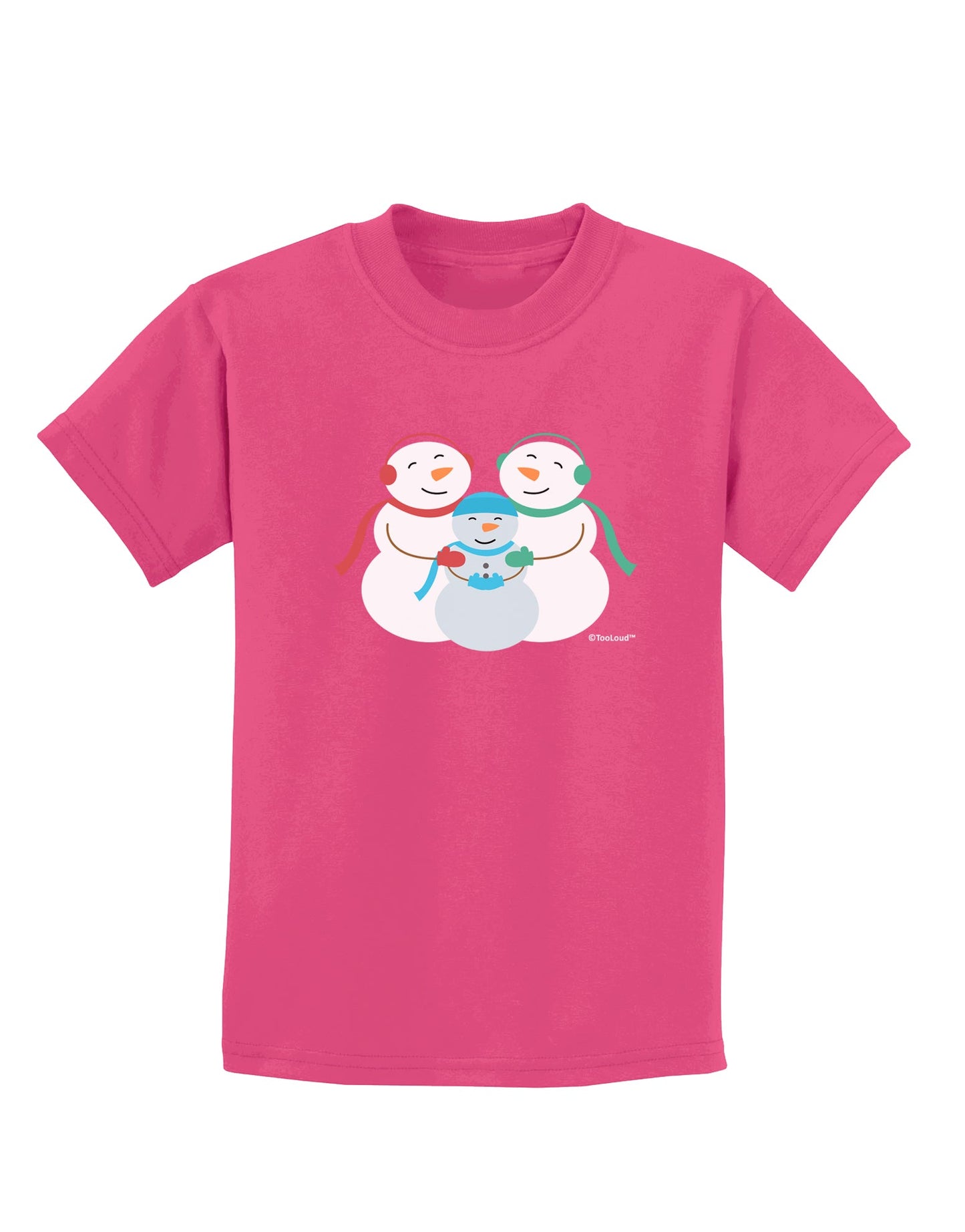 Cute Snowman Family with Boy Childrens Dark T-Shirt by TooLoud-Childrens T-Shirt-TooLoud-Sangria-X-Small-Davson Sales