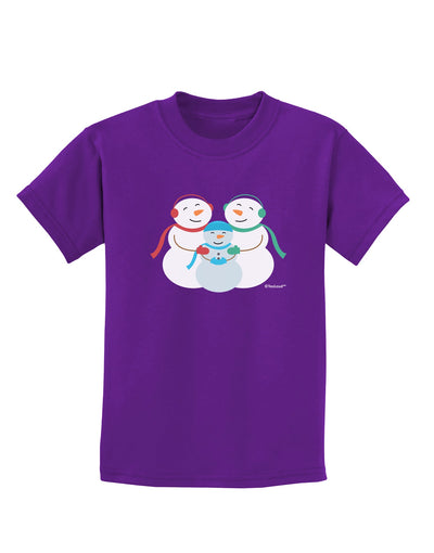 Cute Snowman Family with Boy Childrens Dark T-Shirt by TooLoud-Childrens T-Shirt-TooLoud-Purple-X-Small-Davson Sales