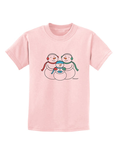 Cute Snowman Family with Boy Childrens T-Shirt by TooLoud-Childrens T-Shirt-TooLoud-PalePink-X-Small-Davson Sales