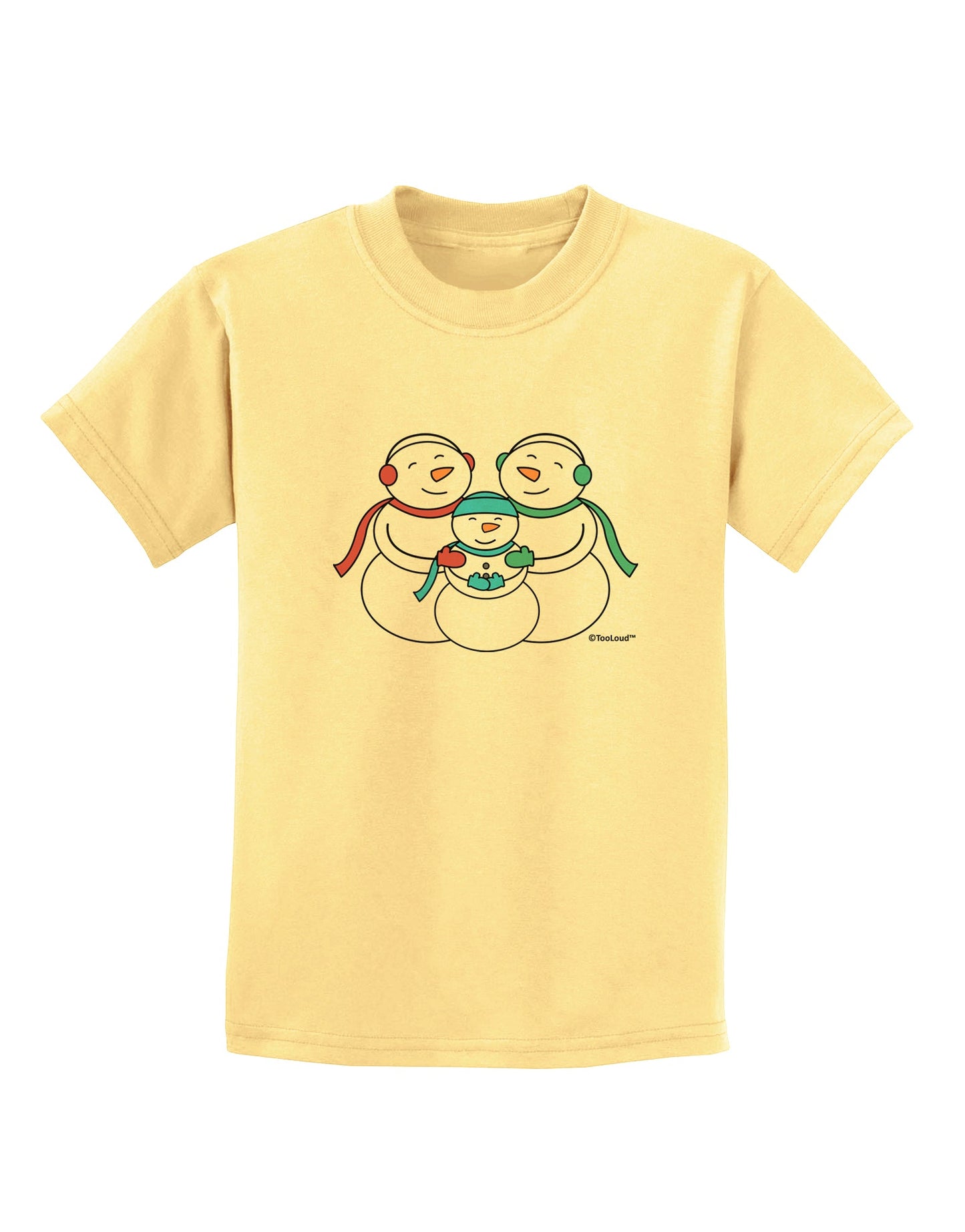Cute Snowman Family with Boy Childrens T-Shirt by TooLoud-Childrens T-Shirt-TooLoud-Daffodil-Yellow-X-Small-Davson Sales