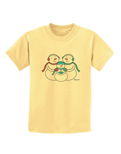 Cute Snowman Family with Boy Childrens T-Shirt by TooLoud-Childrens T-Shirt-TooLoud-Daffodil-Yellow-X-Small-Davson Sales