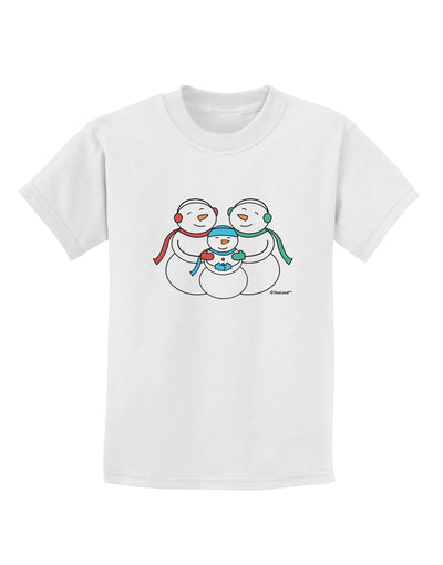 Cute Snowman Family with Boy Childrens T-Shirt by TooLoud-Childrens T-Shirt-TooLoud-White-X-Small-Davson Sales