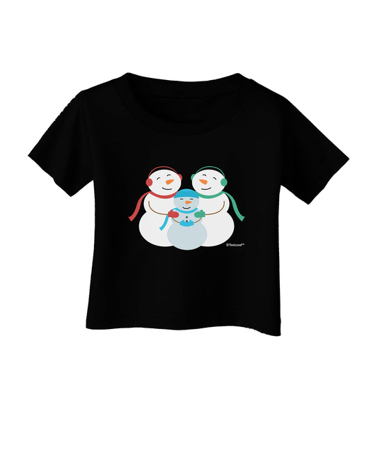 Cute Snowman Family with Boy Infant T-Shirt Dark by TooLoud-Infant T-Shirt-TooLoud-Black-06-Months-Davson Sales