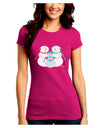 Cute Snowman Family with Boy Juniors Crew Dark T-Shirt by TooLoud-T-Shirts Juniors Tops-TooLoud-Hot-Pink-Juniors Fitted Small-Davson Sales