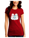 Cute Snowman Family with Boy Juniors Crew Dark T-Shirt by TooLoud-T-Shirts Juniors Tops-TooLoud-Red-Juniors Fitted Small-Davson Sales