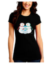 Cute Snowman Family with Boy Juniors Crew Dark T-Shirt by TooLoud-T-Shirts Juniors Tops-TooLoud-Black-Juniors Fitted Small-Davson Sales