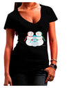 Cute Snowman Family with Boy Juniors V-Neck Dark T-Shirt by TooLoud-Womens V-Neck T-Shirts-TooLoud-Black-Juniors Fitted Small-Davson Sales