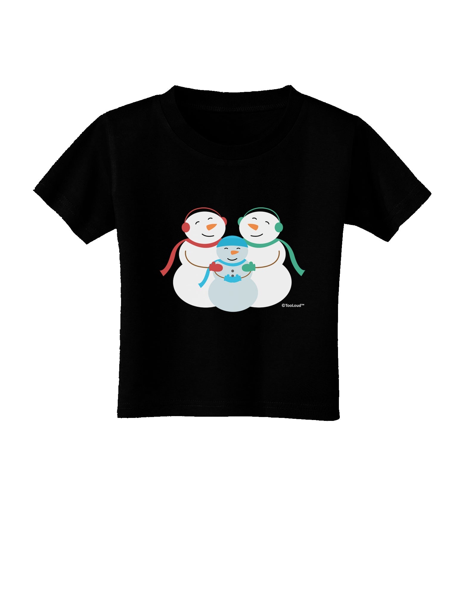 Cute Snowman Family with Boy Toddler T-Shirt Dark by TooLoud-Toddler T-Shirt-TooLoud-Black-2T-Davson Sales