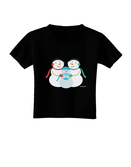 Cute Snowman Family with Boy Toddler T-Shirt Dark by TooLoud-Toddler T-Shirt-TooLoud-Black-2T-Davson Sales
