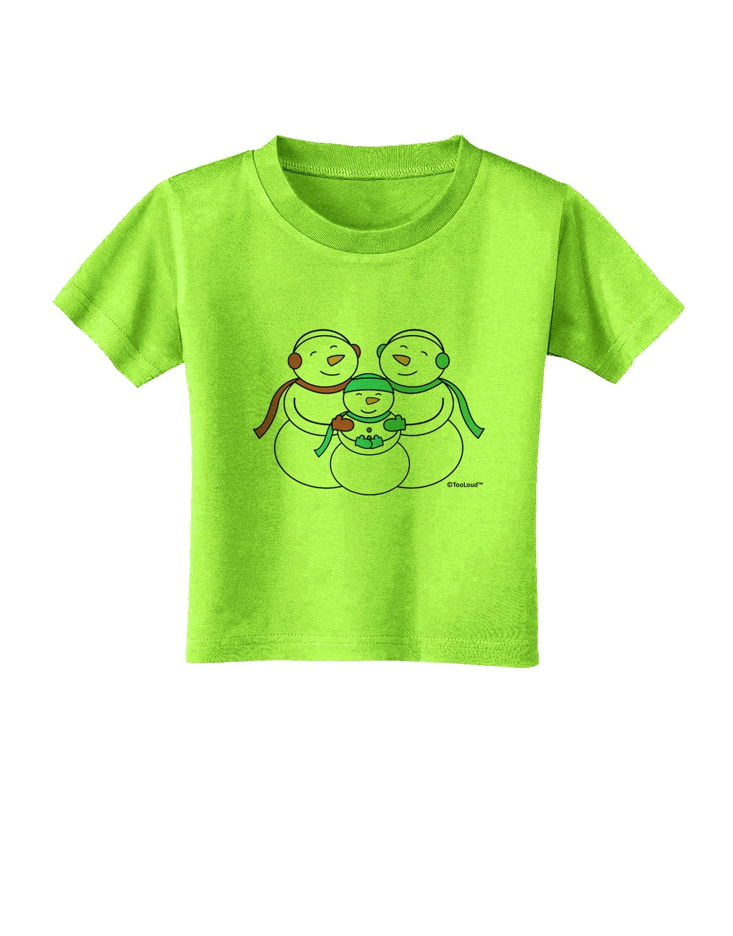 Cute Snowman Family with Boy Toddler T-Shirt by TooLoud-Toddler T-Shirt-TooLoud-Lime-Green-2T-Davson Sales