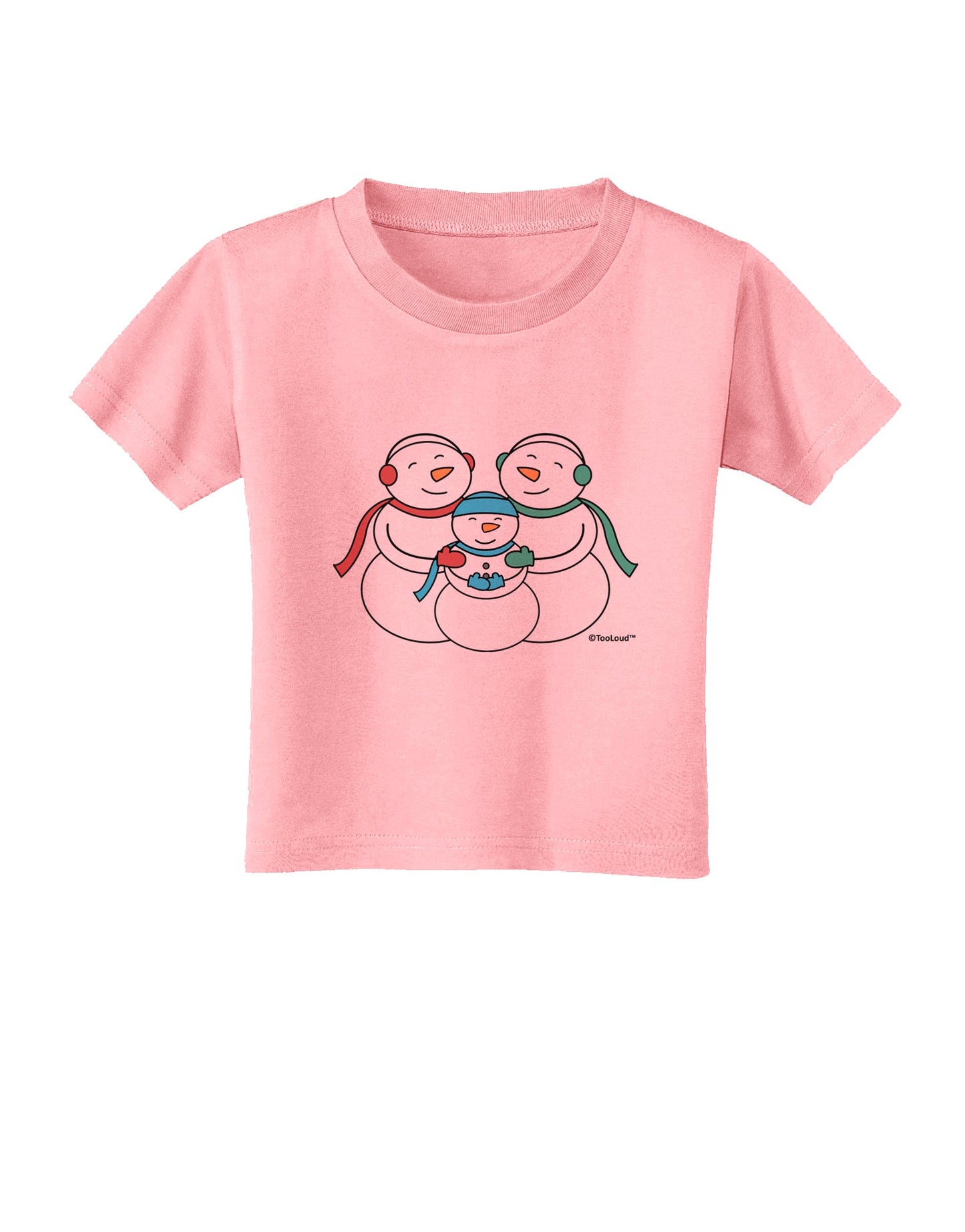 Cute Snowman Family with Boy Toddler T-Shirt by TooLoud-Toddler T-Shirt-TooLoud-Candy-Pink-2T-Davson Sales