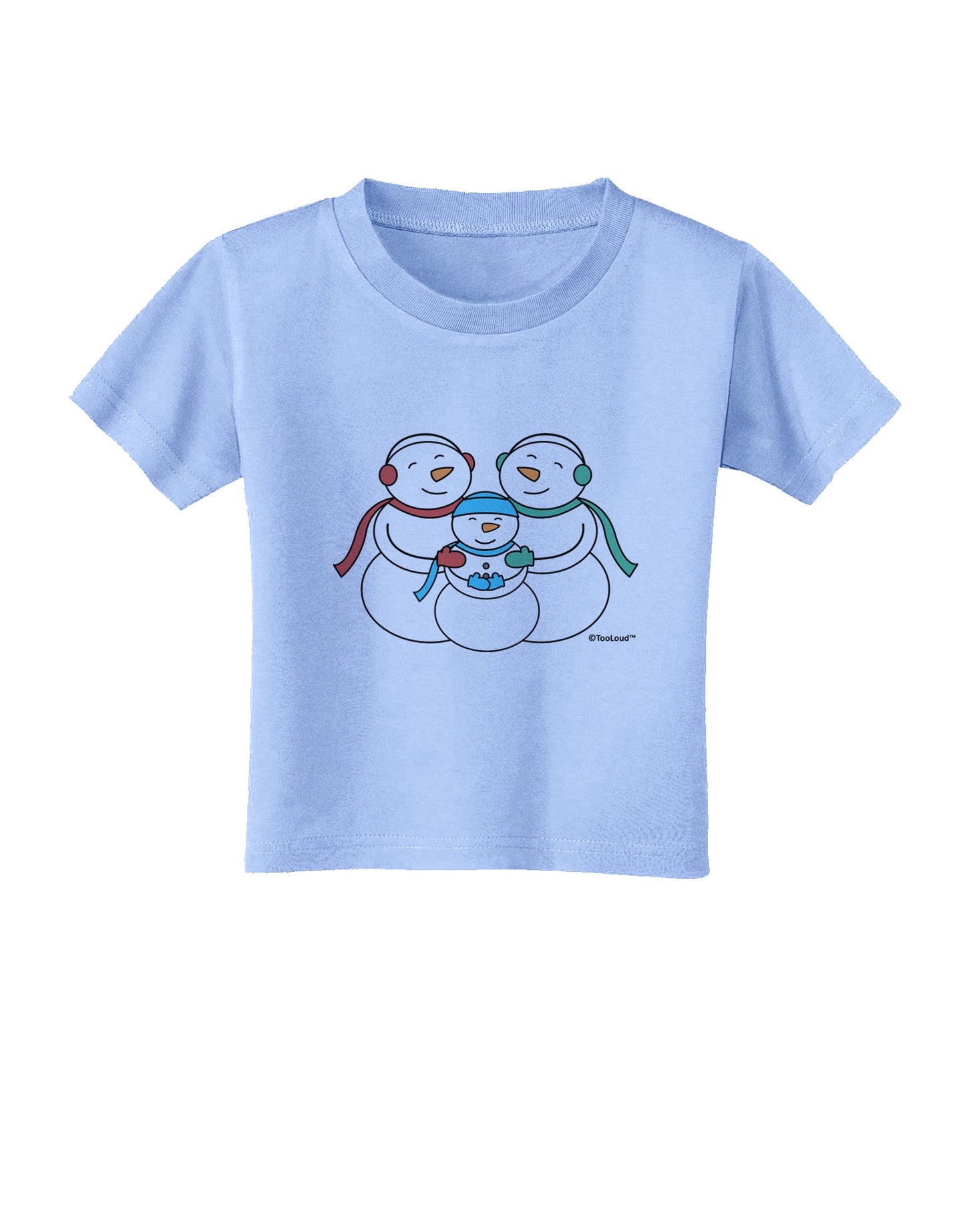 Cute Snowman Family with Boy Toddler T-Shirt by TooLoud-Toddler T-Shirt-TooLoud-Aquatic-Blue-2T-Davson Sales