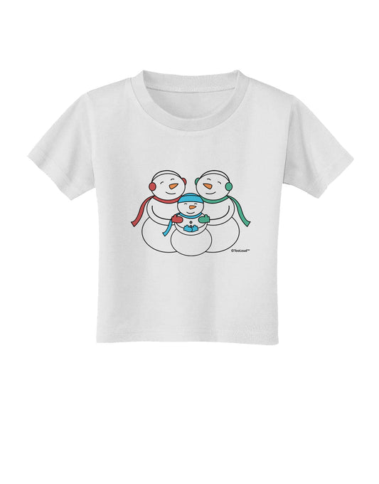 Cute Snowman Family with Boy Toddler T-Shirt by TooLoud-Toddler T-Shirt-TooLoud-White-2T-Davson Sales