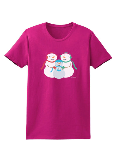 Cute Snowman Family with Boy Womens Dark T-Shirt by TooLoud-Womens T-Shirt-TooLoud-Hot-Pink-Small-Davson Sales