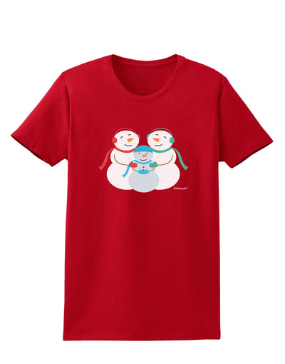 Cute Snowman Family with Boy Womens Dark T-Shirt by TooLoud-Womens T-Shirt-TooLoud-Red-X-Small-Davson Sales