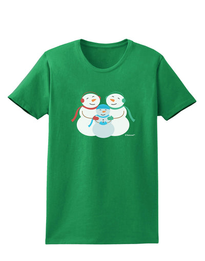 Cute Snowman Family with Boy Womens Dark T-Shirt by TooLoud-Womens T-Shirt-TooLoud-Kelly-Green-X-Small-Davson Sales